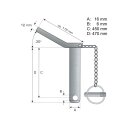 Bolzen Ø 16mm Länge 450mm Sicherungsbolzen...